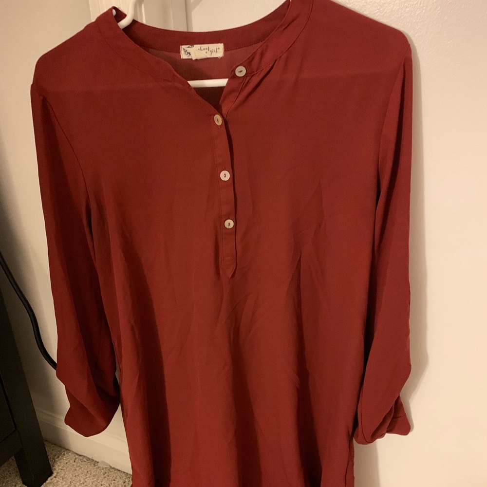 Red long sleeve blouse